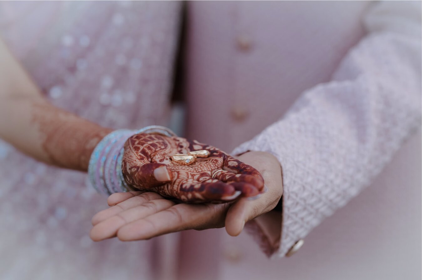 Couple exchanging wedding rings